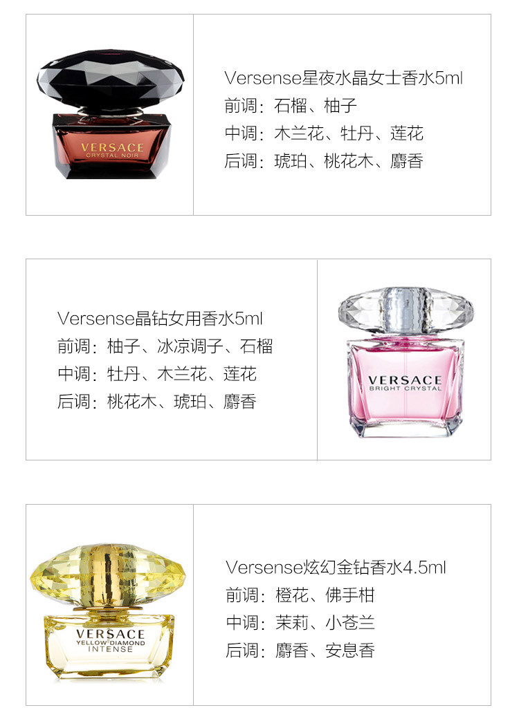 VERSACE/范思哲香水礼盒（星夜+晶钻+幻影+臻挚粉钻+炫幻金钻）5ml*5