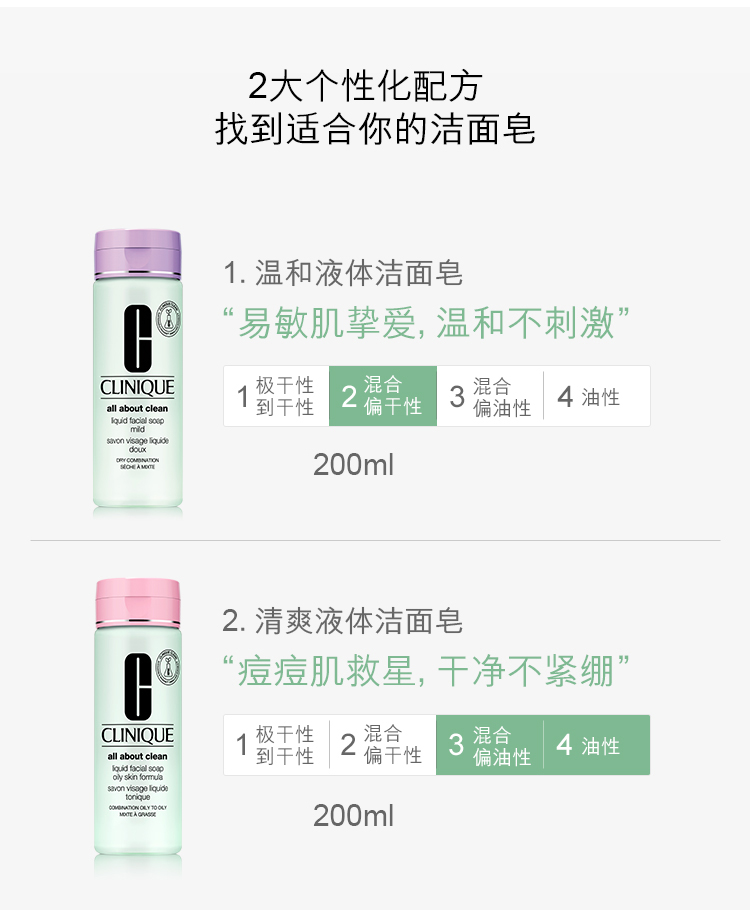 Clinique/倩碧 清爽液体洁颜皂200ml（混合偏油至油性肌肤）新老包装随机发货