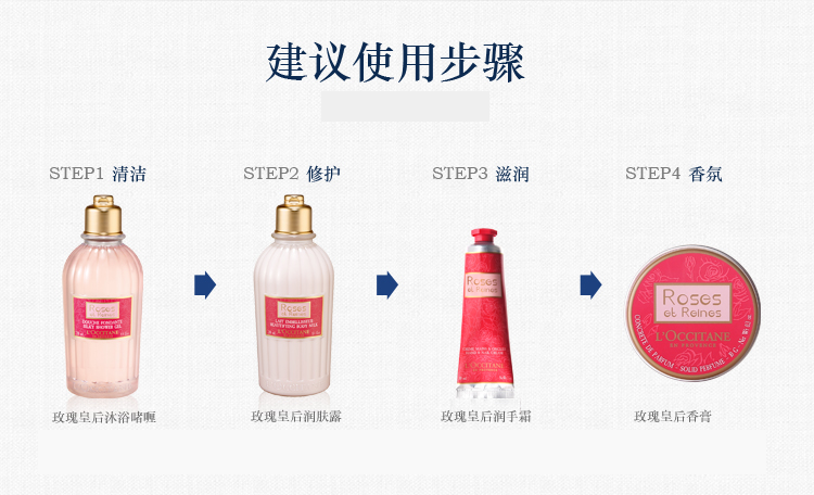 L'OCCITANE/欧舒丹玫瑰皇后沐浴润肤套装（沐浴啫喱250ml+润肤露250ml) 新老包装随机发放