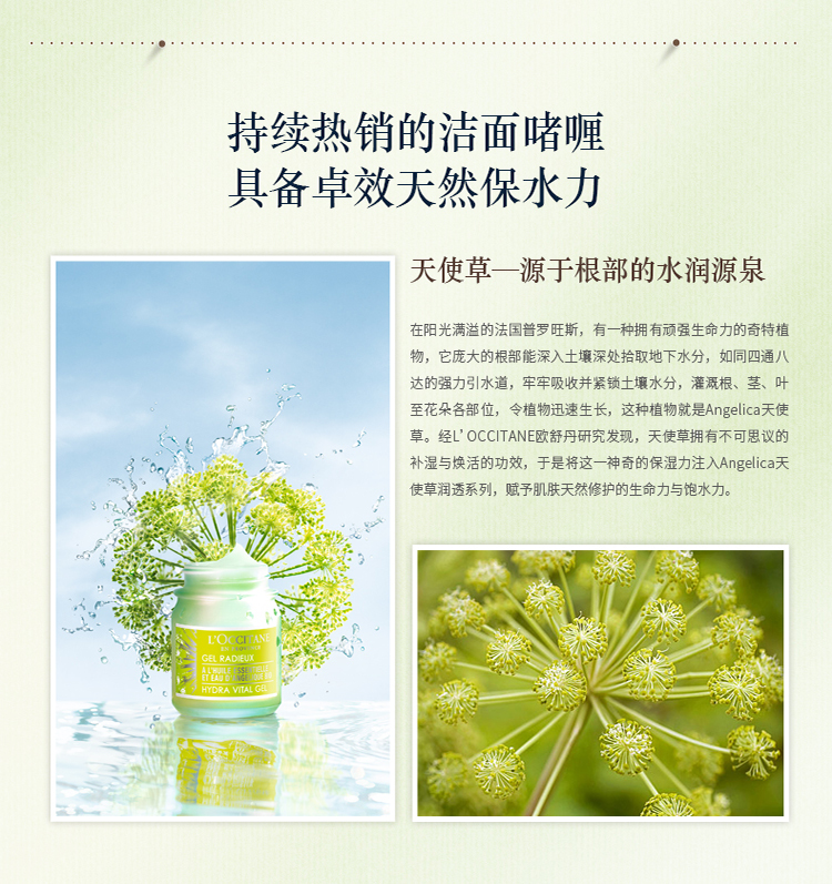 L'OCCITANE/欧舒丹天使草润透两件套装(洁面啫喱200ml+保湿水200ml）