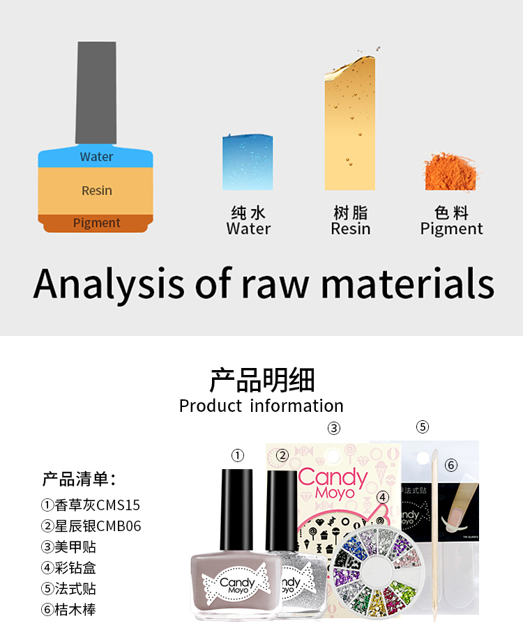 Candy Moyo/膜玉 水性日抛可撕 香草星空 套组（指甲油8ml*2+美甲工具）