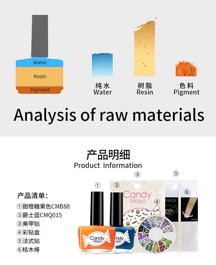 Candy Moyo/膜玉 油性快干环保 玩转万圣节套组（指甲油8ml*2+美甲工具）