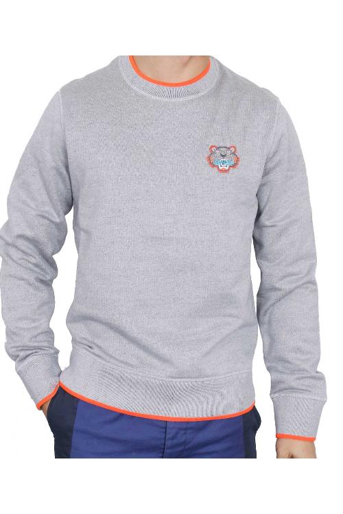KENZO/高田贤三 16年秋冬款圆领浅灰色小虎头图案长须男士卫衣 5SW005 4MA 93
