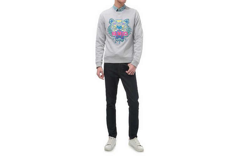 KENZO/高田贤三 虎头刺绣圆领套头纯棉男士卫衣 4XC 5SW001