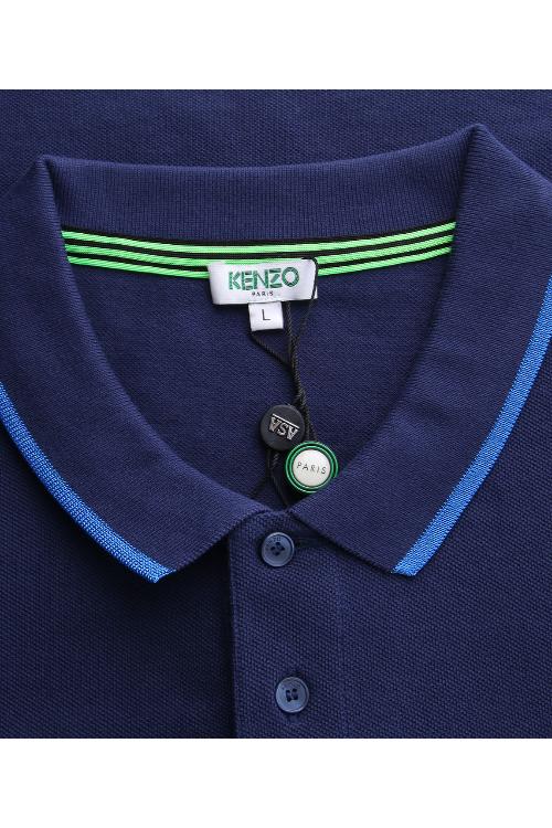 KENZO/高田贤三 藏蓝色翻领小虎头长袖polo衫男士T恤 4BA 5PO101 78