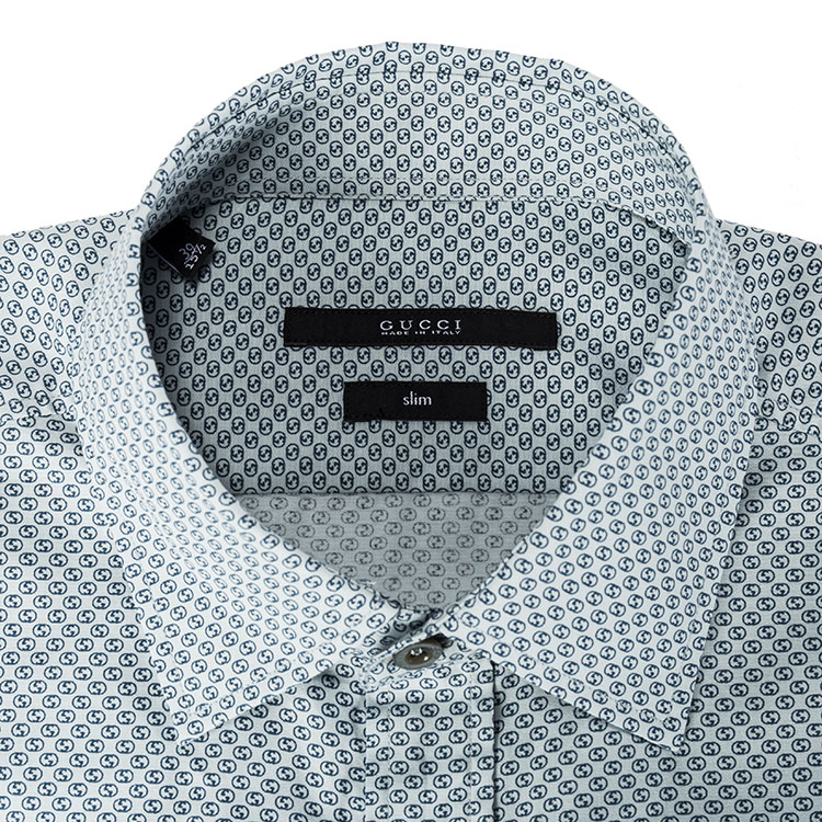 GUCCI/古驰男士衬衣暗蓝