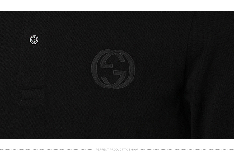 GUCCI/古驰 男士黑色纯棉长袖纯色POLO衫 367420 X3B19 1000-36