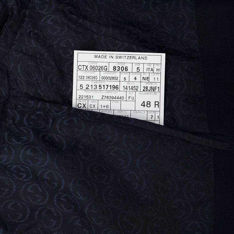 GUCCI/古驰 翻领长袖单排两粒系扣秋冬深蓝色商务休闲外套男士西服套装 GU1530351739 28JNF1 517U13 C