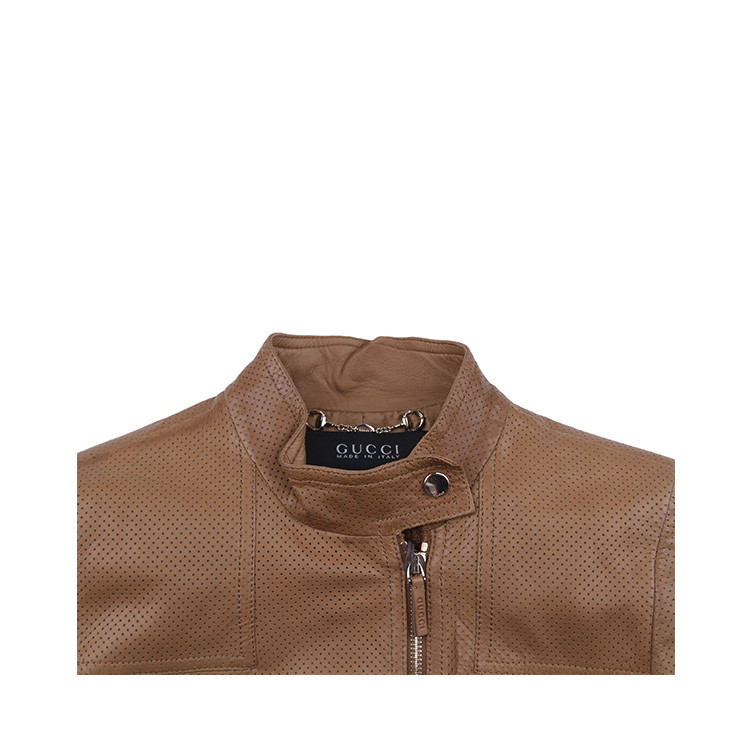 GUCCI/古驰 纯皮立领长袖时尚休闲短款皮衣女士外套 GU2530436585 WCO'285365 XN411