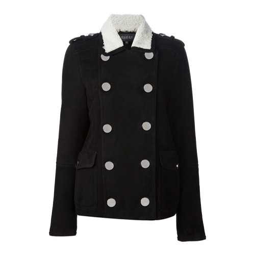 【春季折扣】GUCCI/古驰 女士 羊皮 双排扣 绒毛领 外套 AL