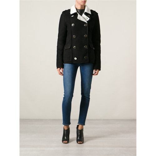 【春季折扣】GUCCI/古驰 女士 羊皮 双排扣 绒毛领 外套 AL