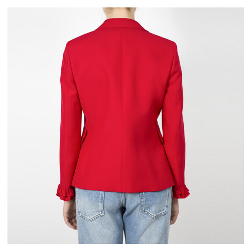 【16秋冬清仓】GUCCI/古驰 女士褶皱花边设计羊毛真丝混纺外套 AL