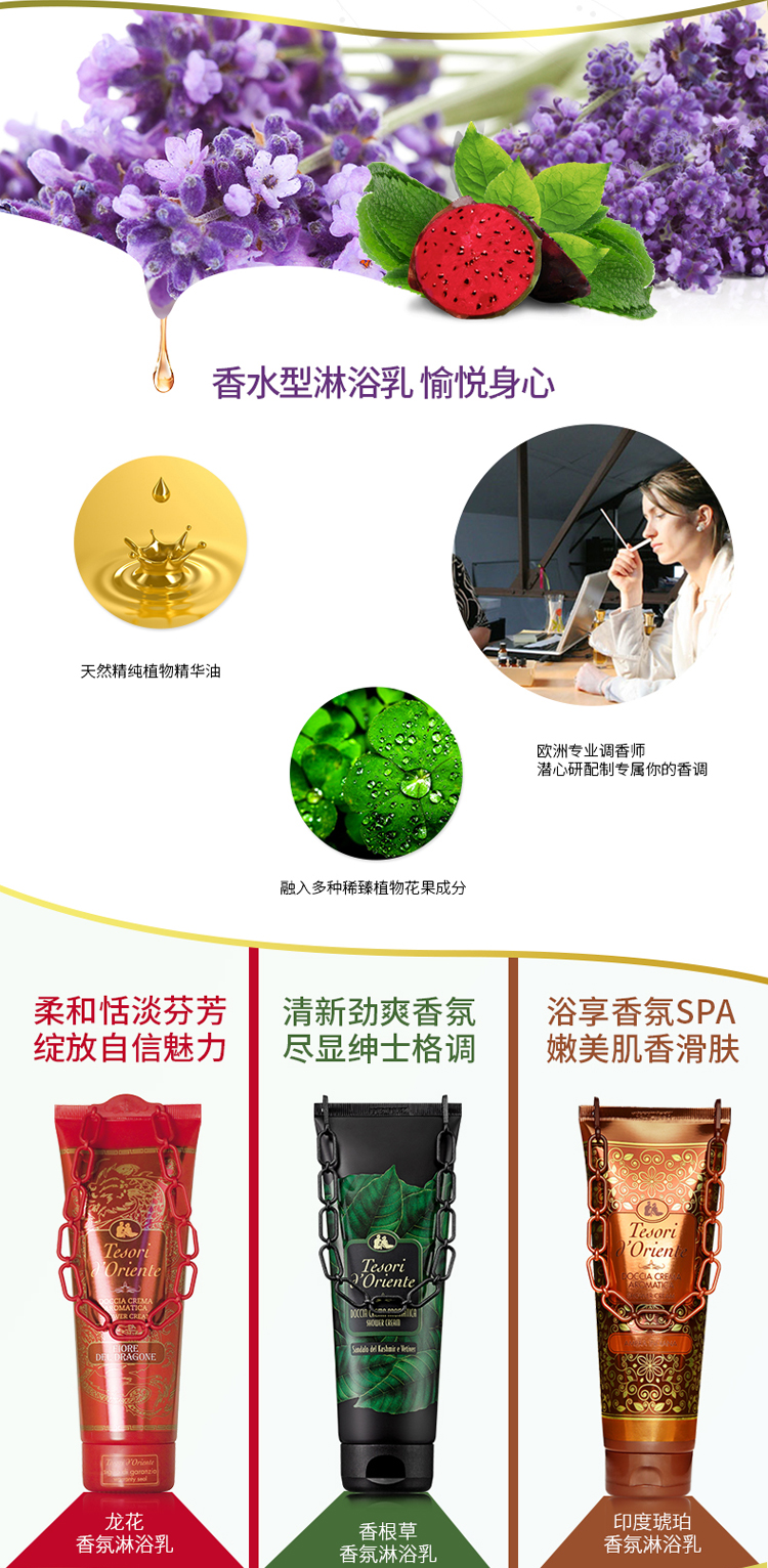 Tesori D’oriente/东方宝石香根草龙花琥珀淋浴露3支装250ml*3