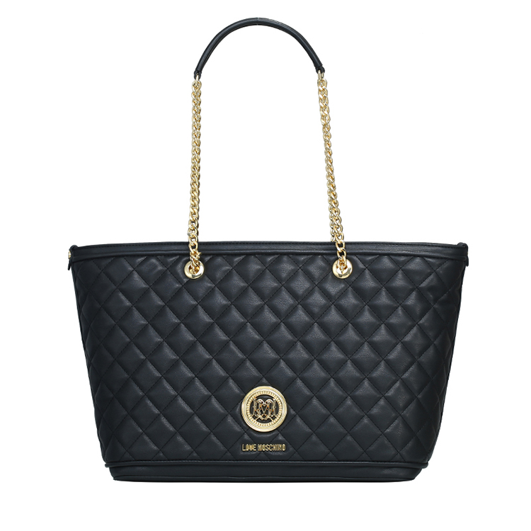 LOVE MOSCHINO/莫斯奇诺 女士聚氨酯纤维购物单肩包 JC4212PP01 黑色