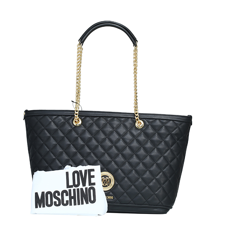 LOVE MOSCHINO/莫斯奇诺 女士聚氨酯纤维购物单肩包 JC4212PP01 黑色