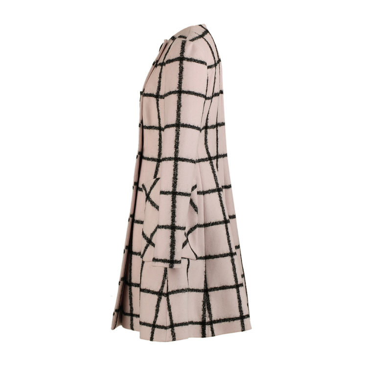 DIOR/迪奥 秋冬羊毛双排扣格纹呢子修身大衣 女士外套 5A21869A1161