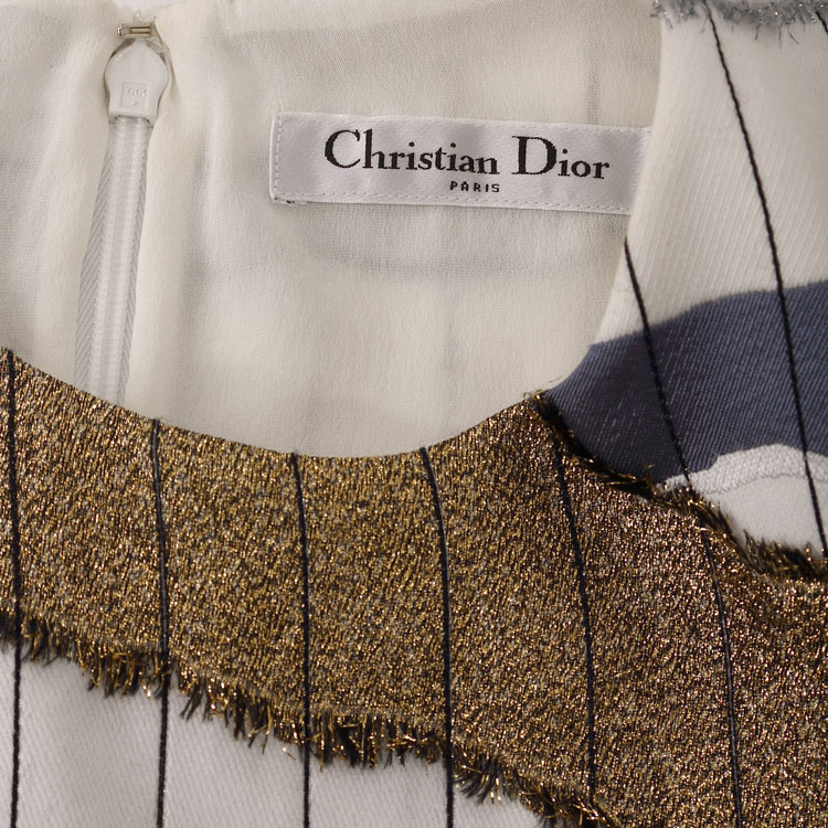 DIOR/迪奥 16年秋冬新品 波浪纹金丝装饰无袖上衣 女士T恤 6C21544A1170