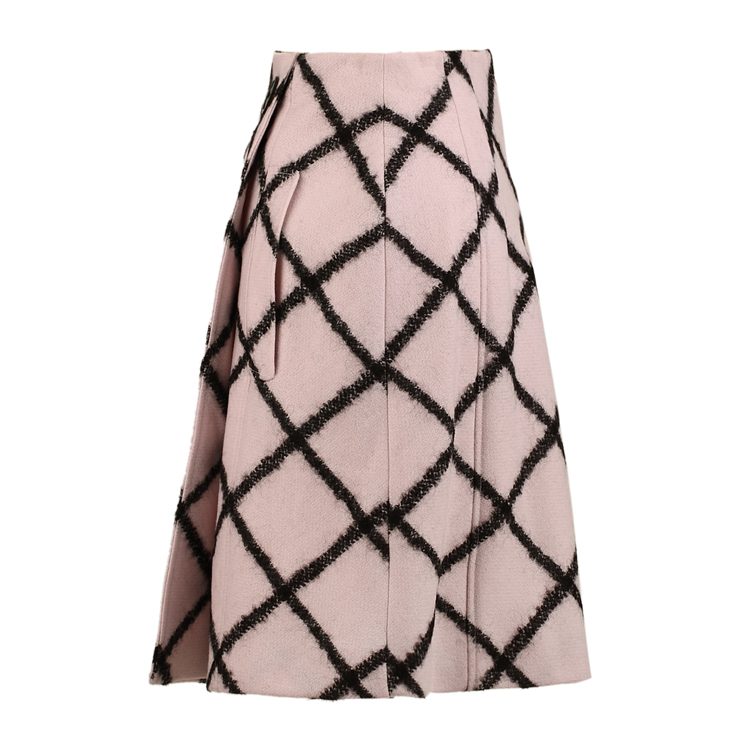 DIOR/迪奥 羊毛双排扣格纹呢子修身半裙 女士半裙 5A21308A1161
