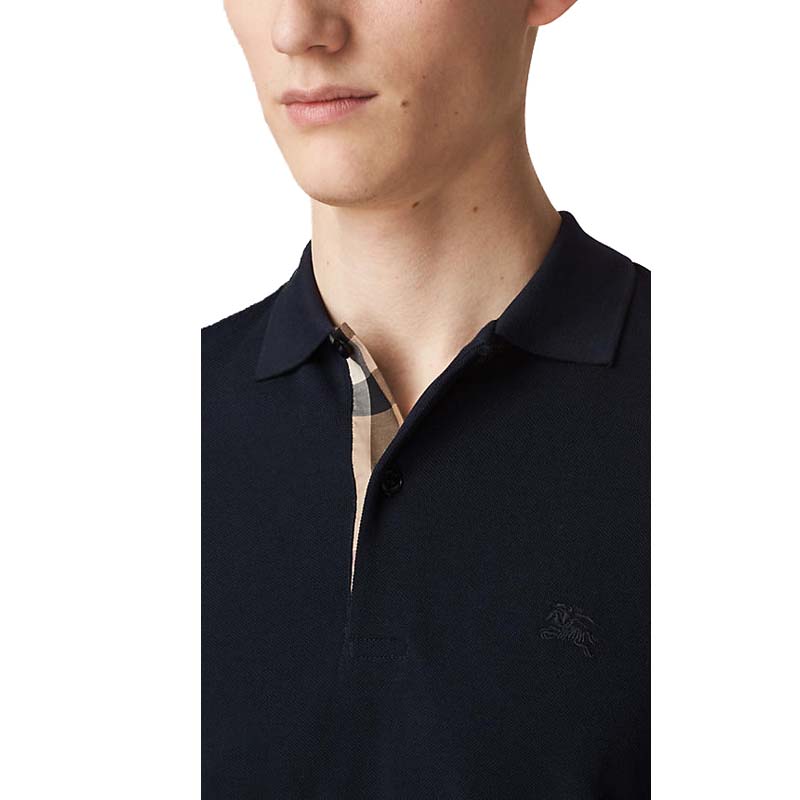  BURBERRY/博柏利 男士初秋新品胸口开襟格纹棉质亲肤长袖polo衫T恤