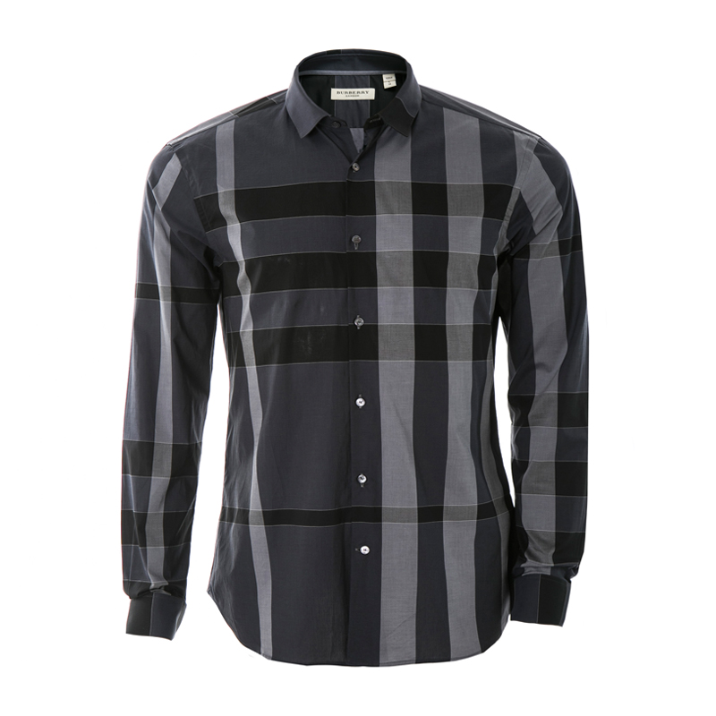 BURBERRY/博柏利 男士伦敦系列新品格纹小尖领棉质亲肤格纹衬衫