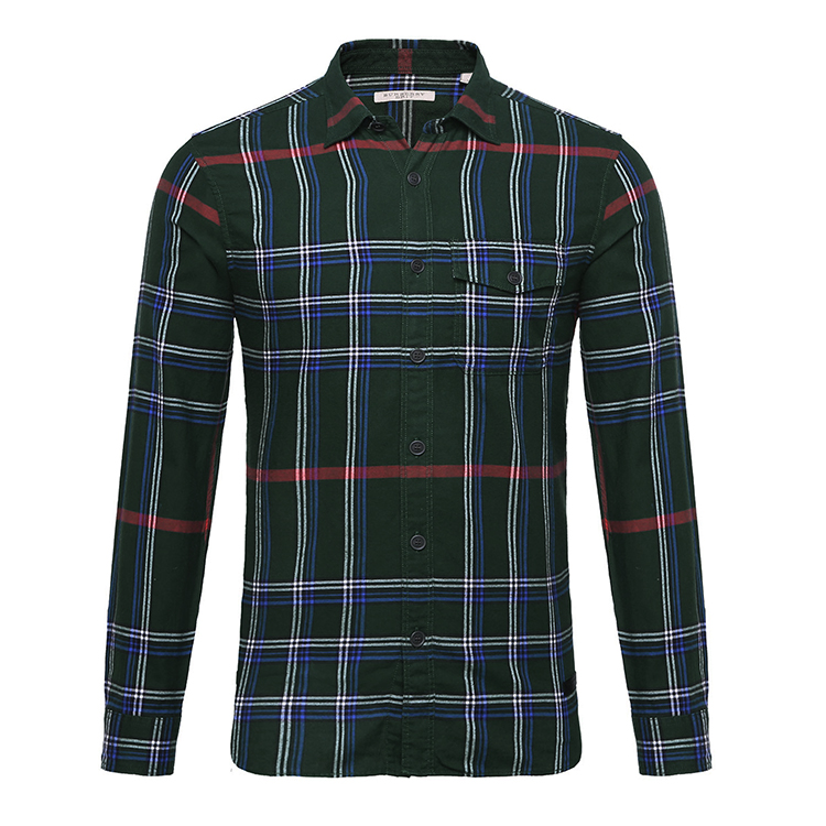 BURBERRY/博柏利 男士衬衫 纯棉翻领长袖格纹设计男士衬衫