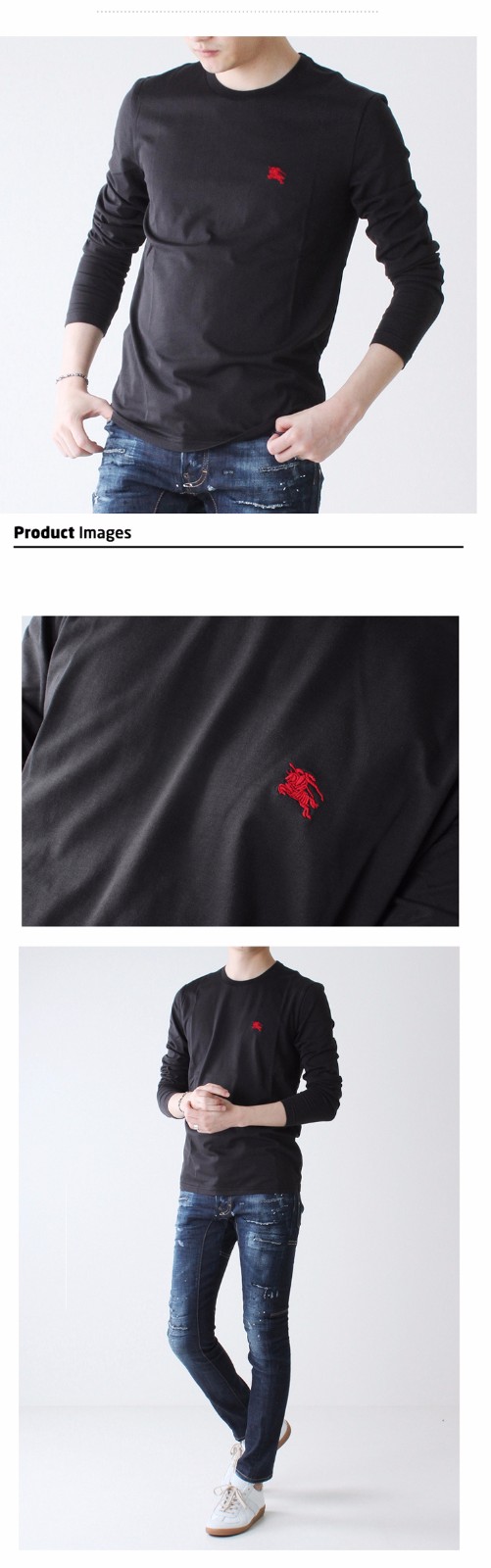 BURBERRY/博柏利 男士棉质亲肤上衣圆领长袖T恤 3974220