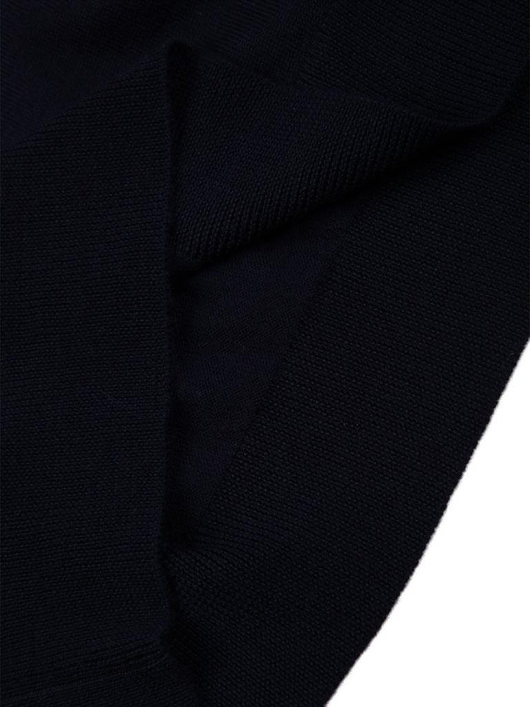 BURBERRY/博柏利 巴宝莉格纹手肘装饰V领全羊毛长袖羊毛衫男针织衫 深蓝色 XL