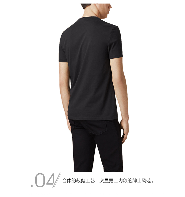 BURBERRY/博柏利 男士黑色超柔棉质水手领T恤 3965066
