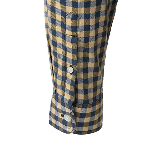 BURBERRY/博柏利 男士长袖衬衫 纯棉拼色格纹灰色男士长袖衬衫