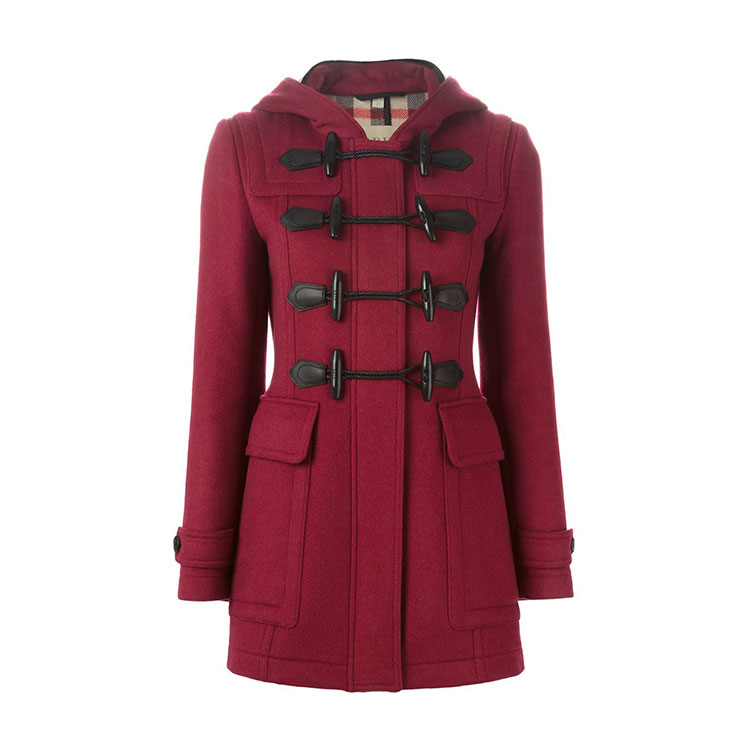 BURBERRY/博柏利 秋冬款牛角扣羊毛连帽大衣 女士外套#3983353