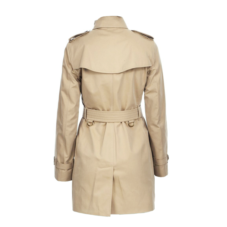BURBERRY/博柏利 2016年秋冬款纯棉 双排扣 翻领长袖 中长款Trench 风衣 女士外套#3900461