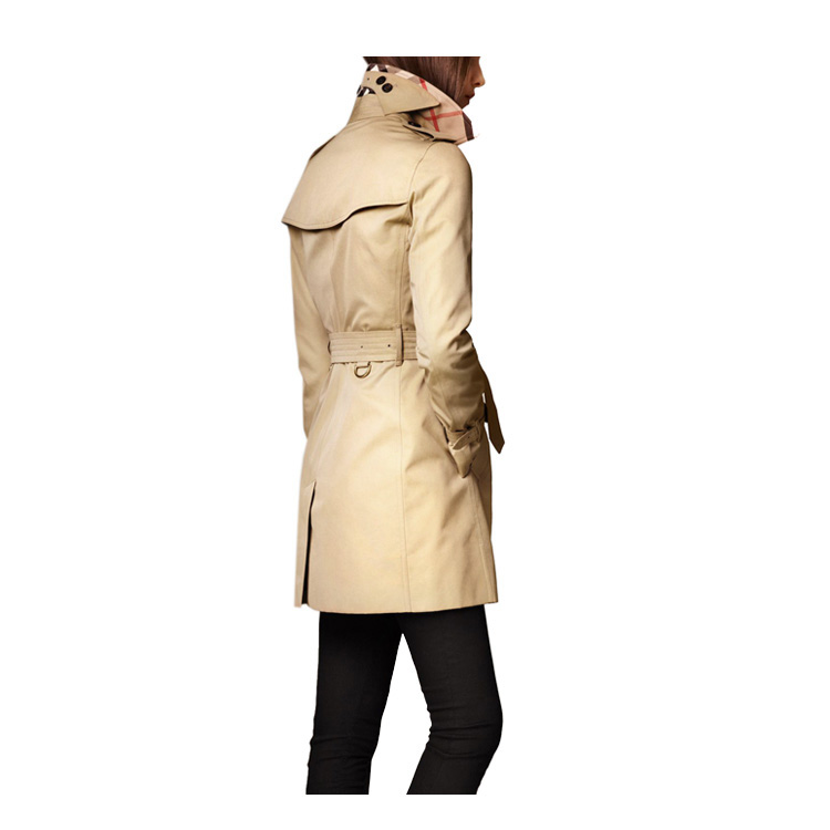 BURBERRY/博柏利 2016年秋冬款纯棉 双排扣 翻领长袖 中长款Trench 风衣 女士外套#3900461