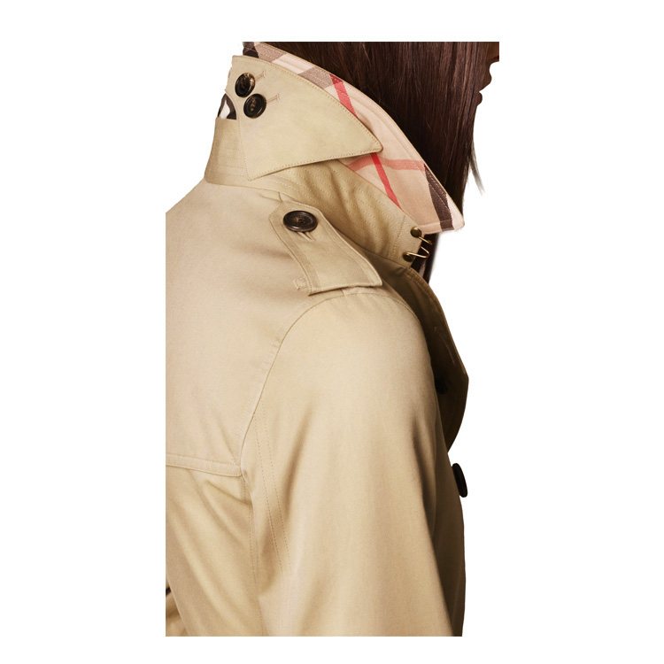 BURBERRY/博柏利 2016年秋冬款纯棉 双排扣 翻领长袖 中长款Trench 风衣 女士外套#3900461