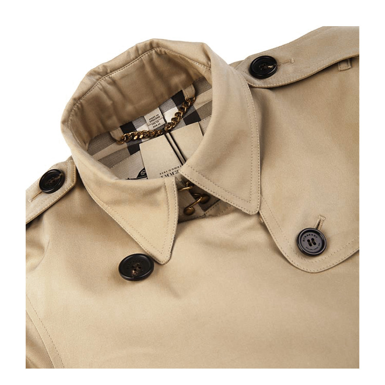 BURBERRY/博柏利 2016年秋冬款纯棉 双排扣 翻领长袖 中长款Trench 风衣 女士外套#3900461