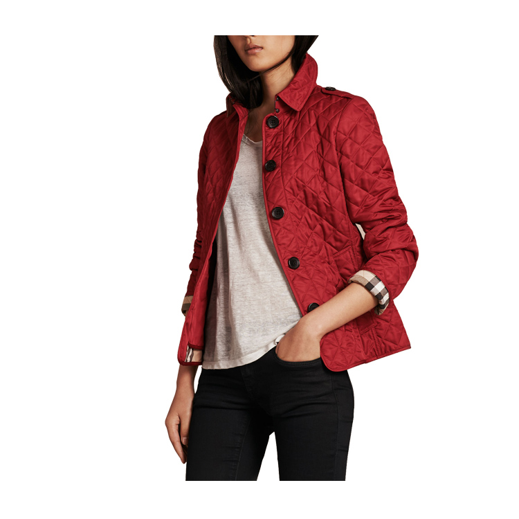 BURBERRY/博柏利 2016年秋冬款聚酯纤维翻领长袖 菱形绗缝棉服 女士外套#3992182