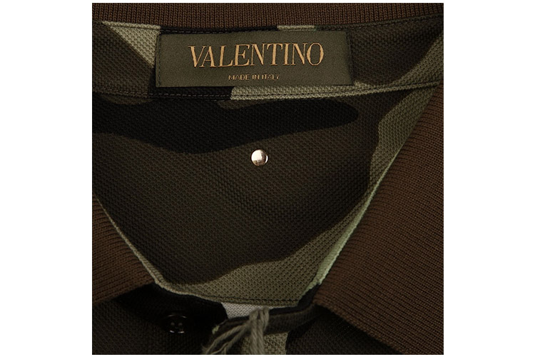 Valentino/华伦天奴 【春夏】蓝色纯棉翻领短袖迷彩时尚男士短POLO KV0MH00M36RIRO VA1620803735
