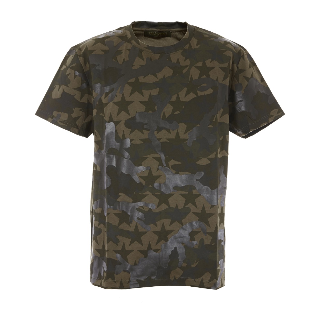 Valentino/华伦天奴 绿色全棉男士短袖T恤 LV3MG06Q3Q0 SU0