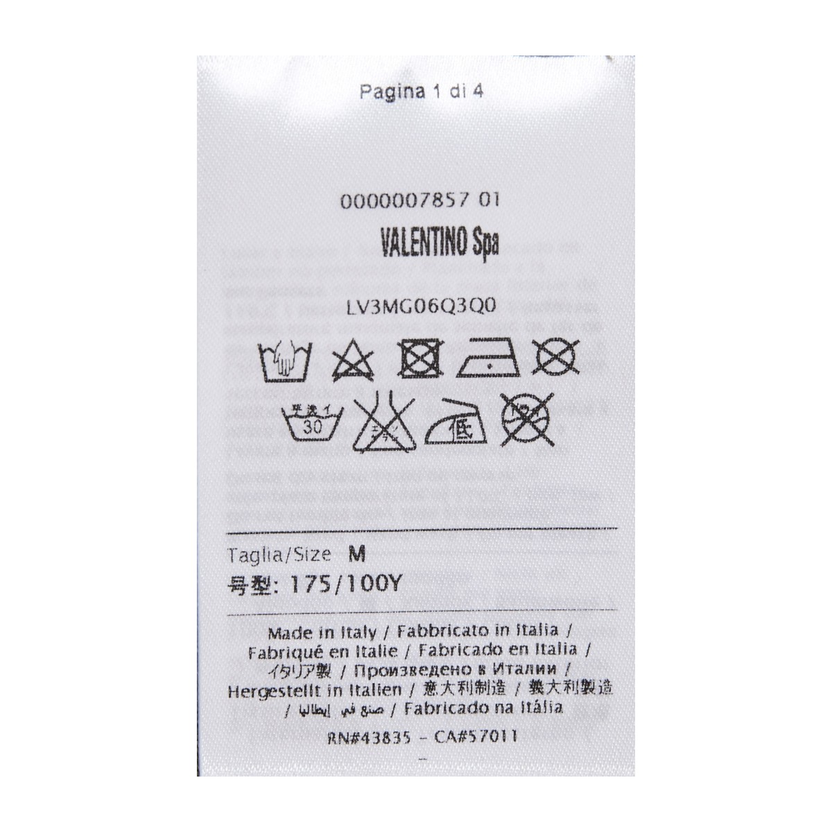 Valentino/华伦天奴 绿色全棉男士短袖T恤 LV3MG06Q3Q0 SU0