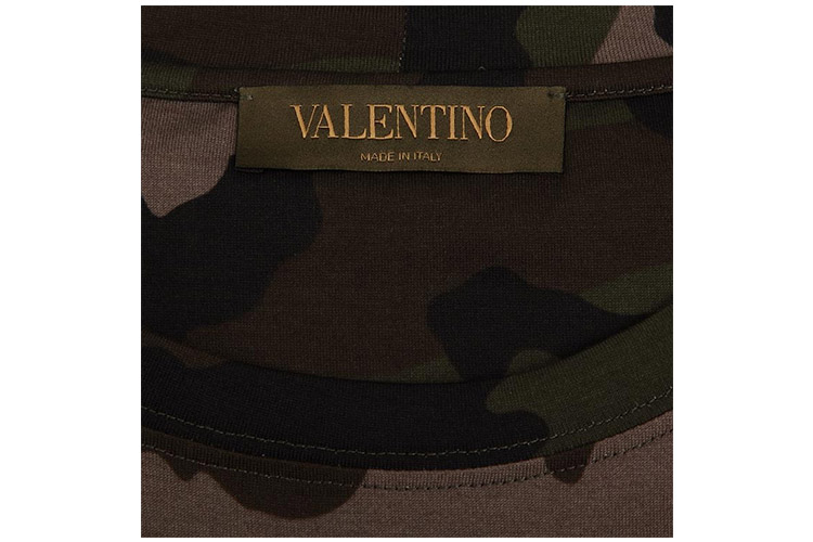 Valentino/华伦天奴 2016新款绿色夏季纯棉圆领短袖迷彩时尚男士T恤JV0MG01E2SJ VA1620900249