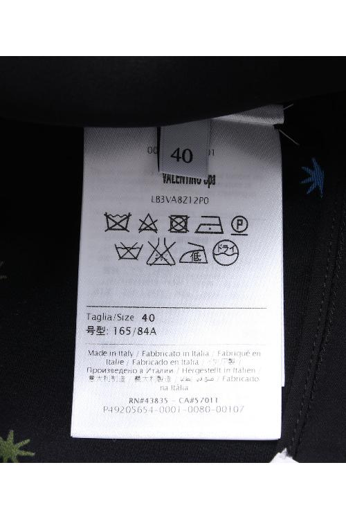 Valentino/华伦天奴 16年秋冬款黑色圆领桑蚕丝许愿树图案长袖连衣裙 LB3VA8Z12P0 0NO