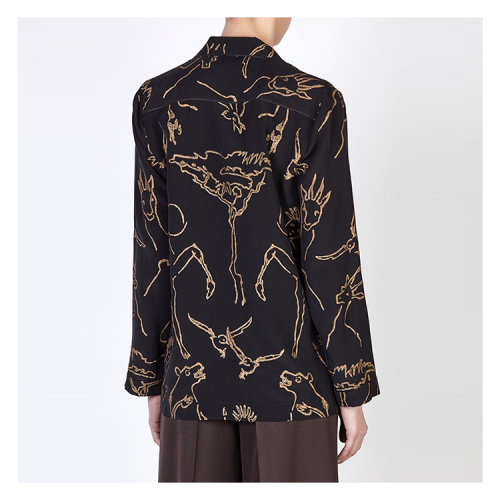 【春季折扣】Valentino/华伦天奴 女士动物图案印花真丝衬衫 AL
