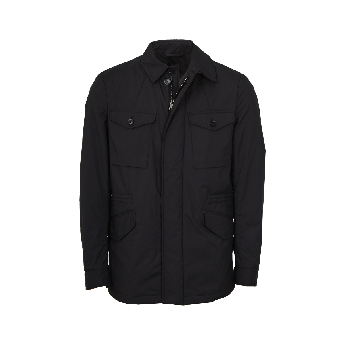 Zegna/杰尼亚 黑色聚酯纤维男士长款风衣 