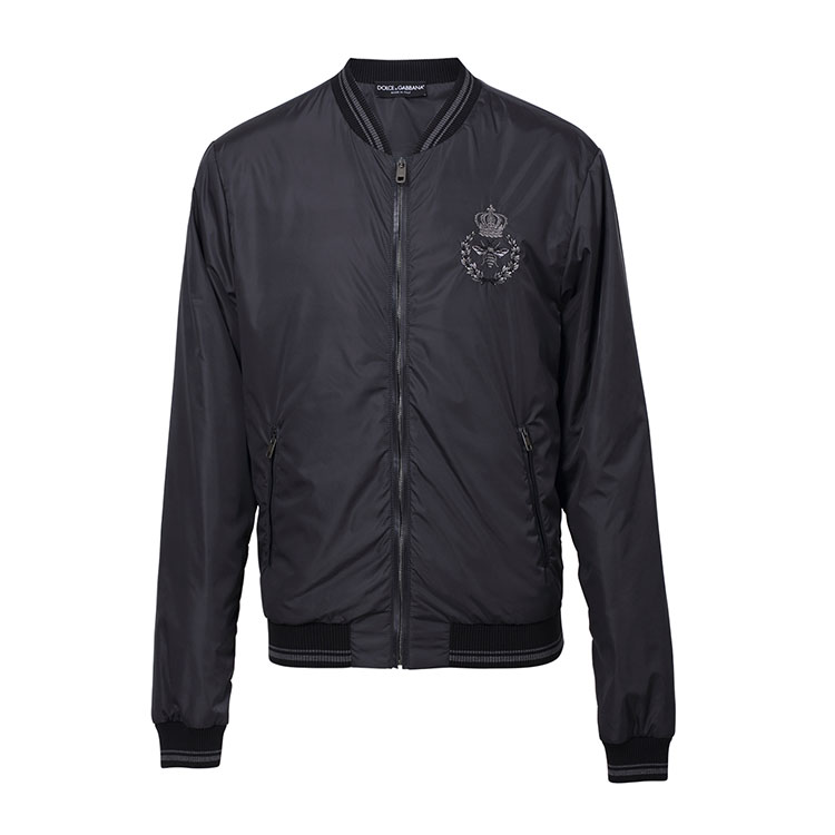 Dolce&Gabbana/杜嘉班纳 刺绣logo拉链飞行员夹克 男士外套 G9GR8TG7HSN