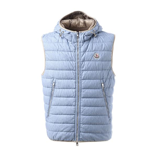 Moncler/蒙克莱 男士外套 纯棉绗缝连帽织带饰边男士羽绒马甲