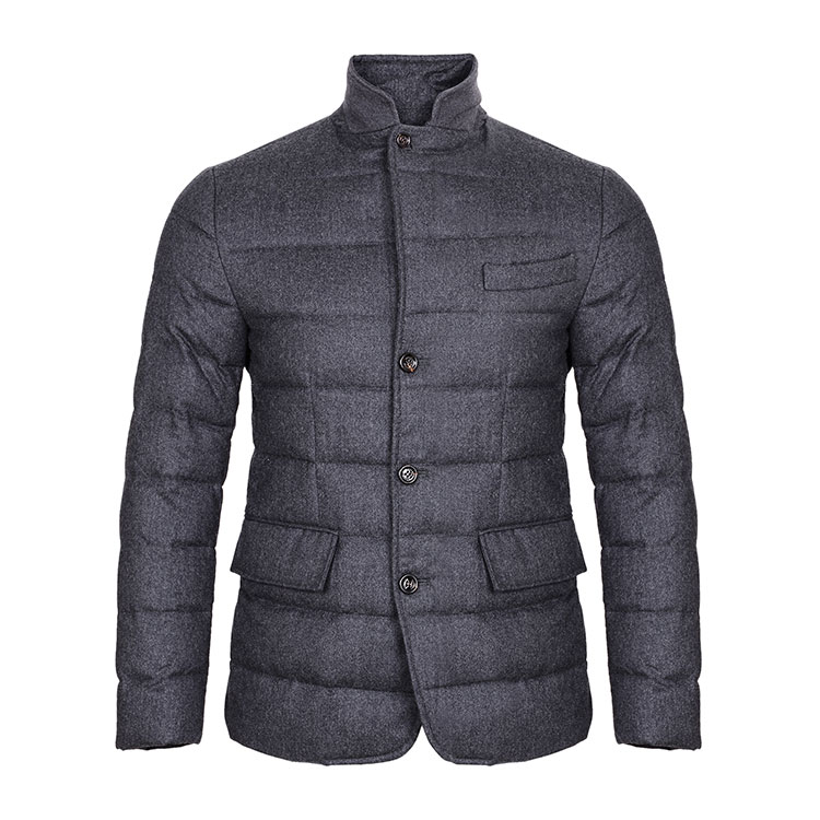 Moncler/蒙克莱 羊毛立领系扣鹅绒羽绒服 男士外套