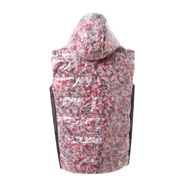 Moncler/蒙克莱 男士马甲 仿皮质感内里彩色鸭绒填充连帽透气网拼接男士羽绒马甲