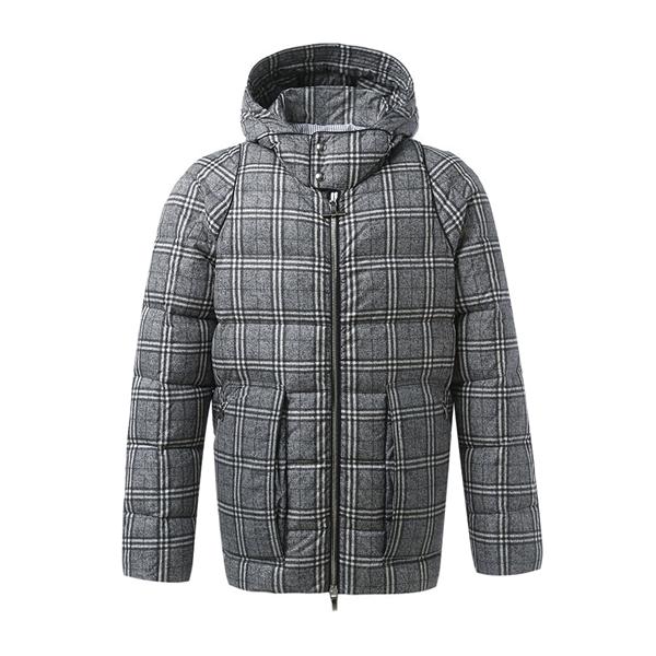 Moncler/蒙克莱 男士外套 尼龙面料格纹连帽设计男士羽绒服