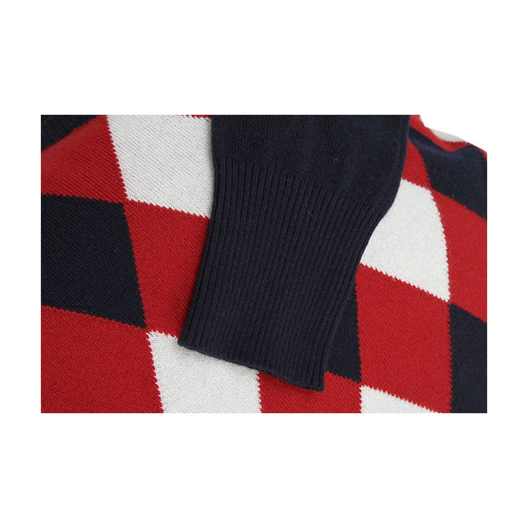 Moncler/蒙克莱 男士经典配色圆领菱格拼接山羊绒羊毛衫 A2391903070097952 男士针织衫/毛衣