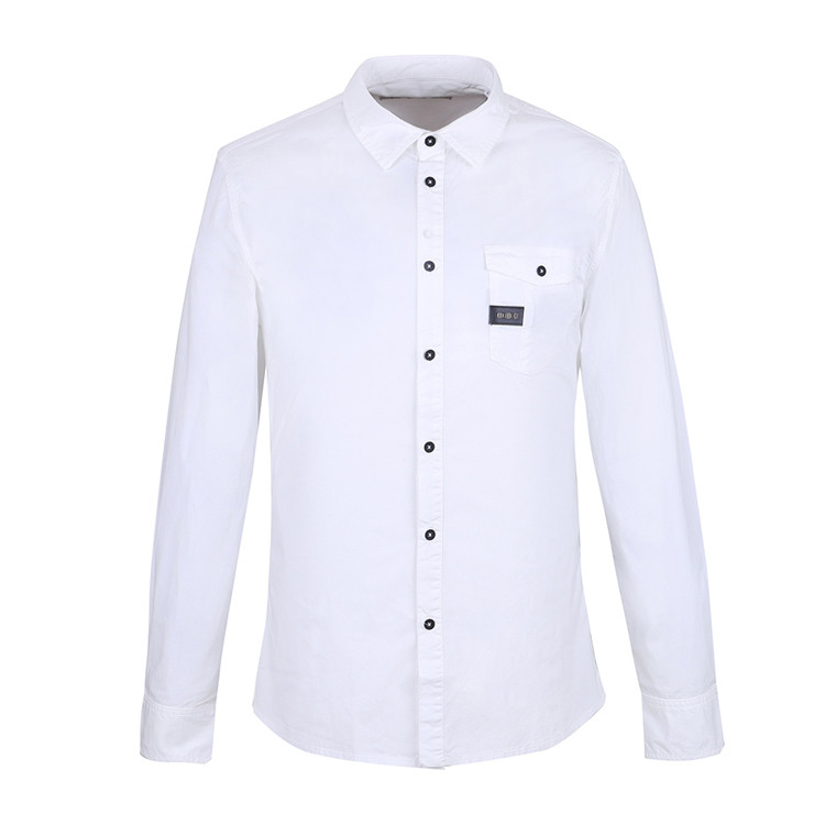 BIKKEMBERGS/毕盖帕克 男士尖领棉质纯色休闲长袖衬衫 C1BK609 男士长袖衬衫