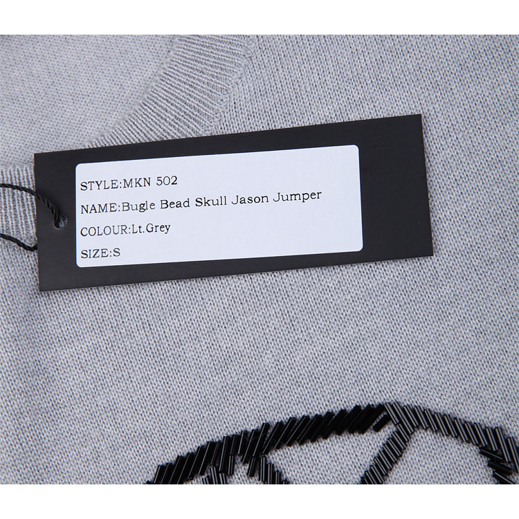 MARKUS LUPFER/马库斯·卢普伐灰色美利奴羊毛串珠装饰男针织衫,MKN502,XL